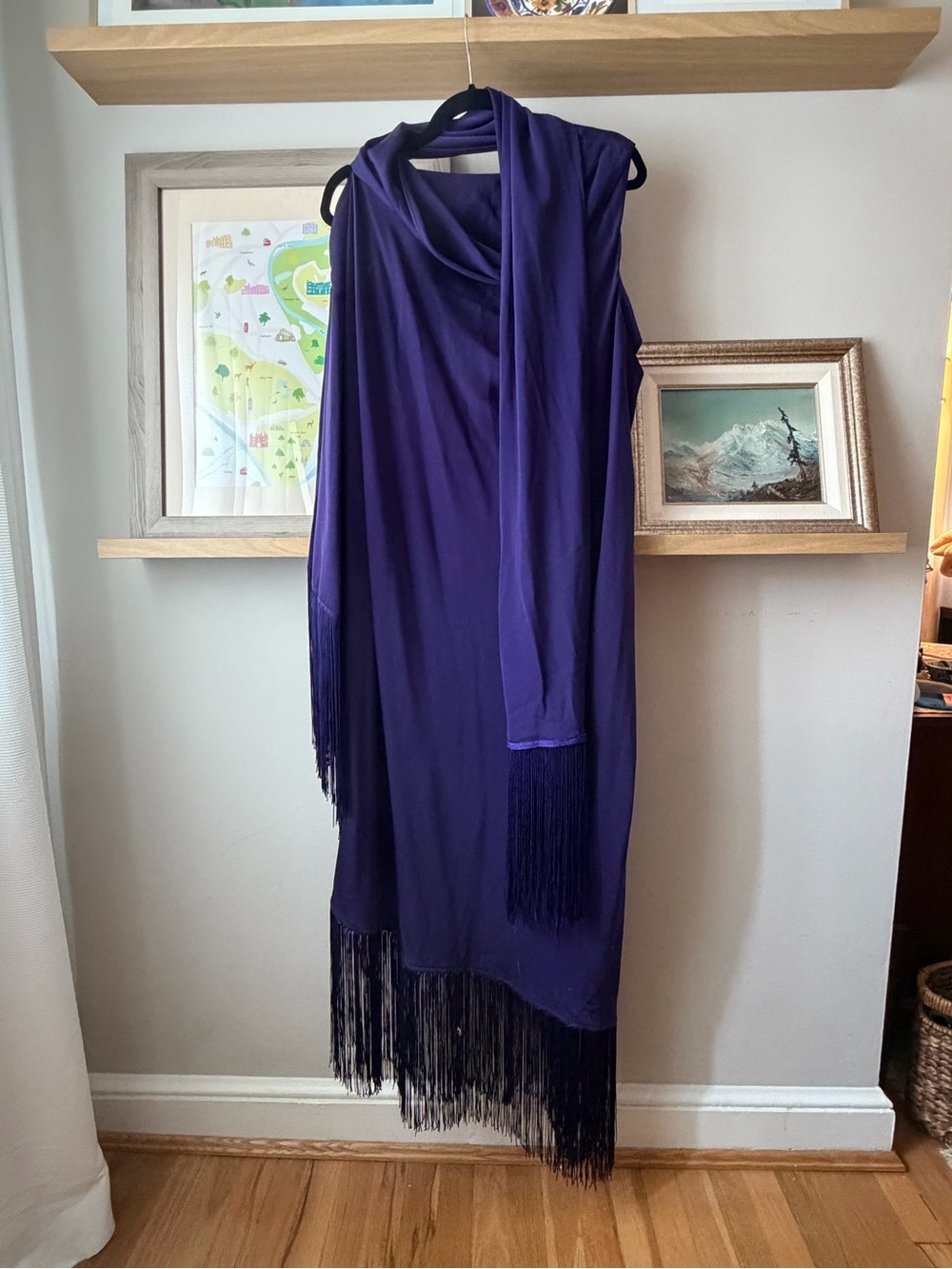 Eloquii Purple Asymmetrical Fringe Dress Wrap